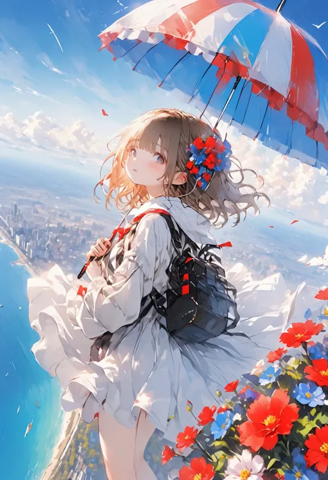 Parachute Day、Vast sky and colorful umbrella flowers、a moment of suspense between free fall and graceful landing
