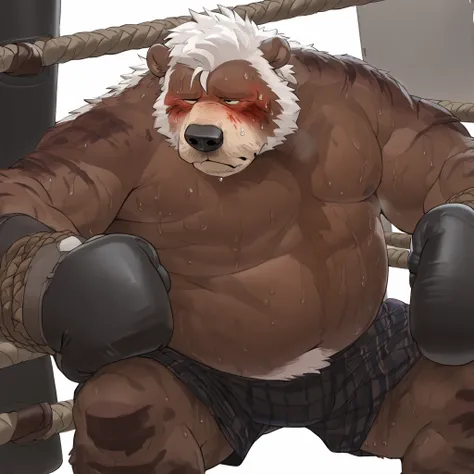  we do not _dragon,  Digital Art , masterpiece, Alone, 1 personの男の子, 1 person, Portrait, (((Highlander,tired body,groggy、nosebleed、Where Hands Get Through、details ズボンから目が飛び出している , tired expression、 with large opening ))),bust up,huge muscular ,big belly bo...