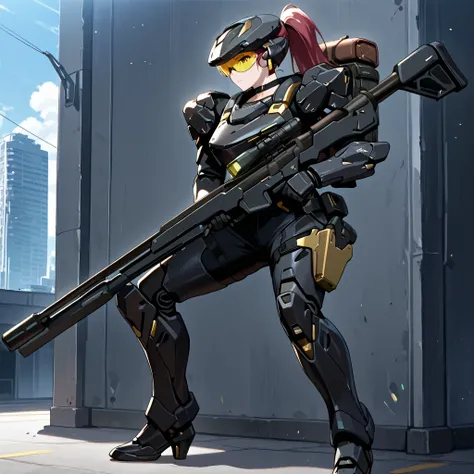 score_9, score_8_up, score_7_up,anime_screenshot,OFFICIAL ART,anime coloring, official anime artwork, screencap, anime screencap,uncensored,Newest,BREAK,1girl,solo,nikkedollasuit,ponytail,commander style,BREAK,(Sniper Rifle),full face helmet,see-through sn...