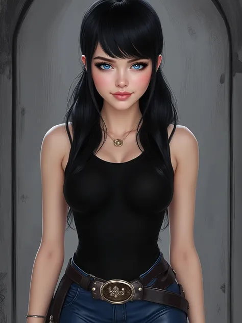 marinette Dopanchan, A very beautiful and cute 22 year old woman with a slight smile. (((Shy smile))), sharp focus on the face, (((Western eyes:1.5))), (((Extremely detailed ice-blue eyes, beautiful eyes, beautifully detailed eyes))), (((delicately detaile...