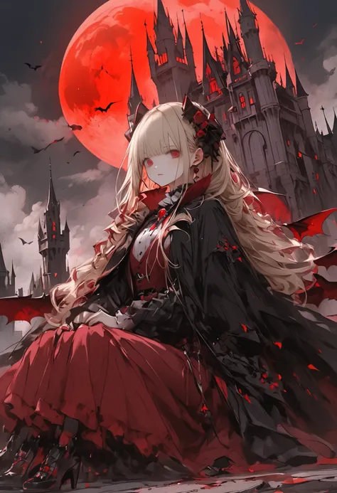 a timid elite vampire 、Ancestor Dracula、has the ability to destroy the world、but use abilities carefully、bright red moon、 Cinderella Castle 、Abilities Destroyed Castle、Broken Tower、
He has top class abilities but is timid