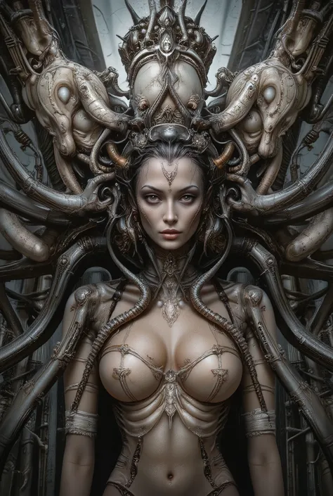 "realistic seductive spider queen, female humanoid upper body fused with monstrous spider legs, dark chitin armor, bioluminescent red eyes, multiple eyes on forehead, pearl white and golden and crimson tones, highly detailed organic textures, seductive exp...