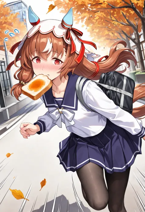 (masterpiece, best quality, perfect face:1.4), wide angle, Still in Love \(umamusume\), brown hair, red eyes, long hair, streaked hair, horse ears, ear cover, ear ornament, veil, red hair ribbon, small breasts, horse tail, tail on the lower back, proportio...