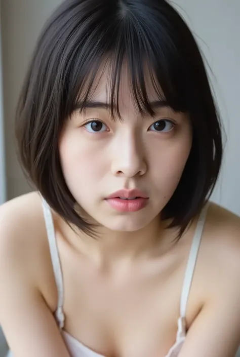 (( premium quality,  8k )), ((masterpiece)), ( details),    、dark hair,  Japanese girls,   first-person view   ,One Woman, a plump woman, petite female ,   sexy,(  full nude, in the bedroom),(((    Super Giant Bust ,    full nude,  beautiful breasts,  shor...