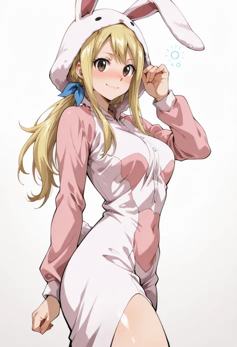 score_9, score_8_up, score_7_up, source_anime,  lucy heartfilia, long hair, blonde hair, medium breasts, brown eyes,,, blue hair ribbon,, blush, drunk,, , looking at viewer,, , solo,, medium breasts, big ass, thick thigs, wide hips, slim waist, mature body...