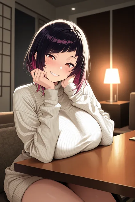 Solo, 1 girl, diagonal bangs, irregular bangs,king gaze,hd, absurd,, Big saggy breast, inlove gaze, , blush,masterpiece,best quality,amazing quality,anime coloring,masterpiece,best quality,amazing quality,anime coloring,,Glamorous Light , brightly colored,...