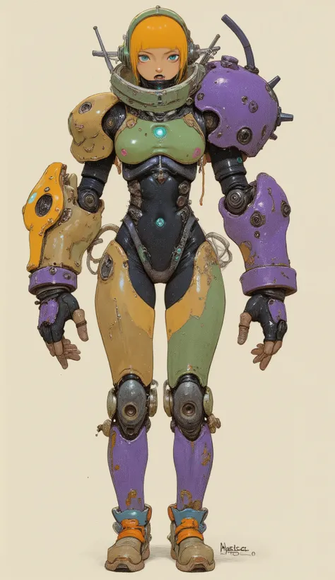 robot drawing with lots of different colored parts from Doom and Halo, Samus aran fanart, doom guy resembling Samus, Samus aran, Samus, video game fan art, metroid, nintendo Game Art, zero suit Samus, Samus aran bioorganic varia suit, Game Art!!, very deta...