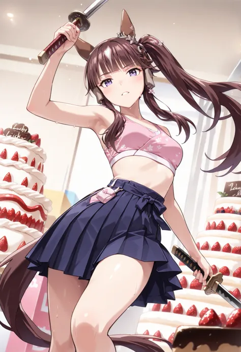 (masterpiece, best quality, perfect face:1.4), wide angle, lucky lilac \(umamusume\), side ponytail, horse ears, horse tail, tail on the lower back, proportional body, proportional,1 girl, beautiful hair, beautiful face, beautiful detailed eyes, beautiful ...