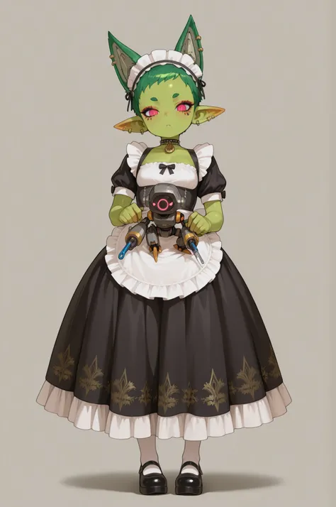 female punk, random colors hair, black eye , facial piercings, eye makeup, small breasts, meduim hips, (goblin femboy:1.0) (shortstack:1.0) (green skin:1.0) (pointy ears:1.0) (wide hips:1.0) boy. crossdressing, femboy. huge hips, very short hair. Bouffant....