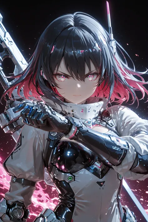 Highest Quality, Ultra High Resolution, masterpiece, Super High Quality, Highest, masterpiece, Mechanical Girl,  Massive Weapons,Firearms,  serious expression, Sci-fi fantasy illustration、high definition RAW color art 、 ,fair skin、serious expression , Grea...