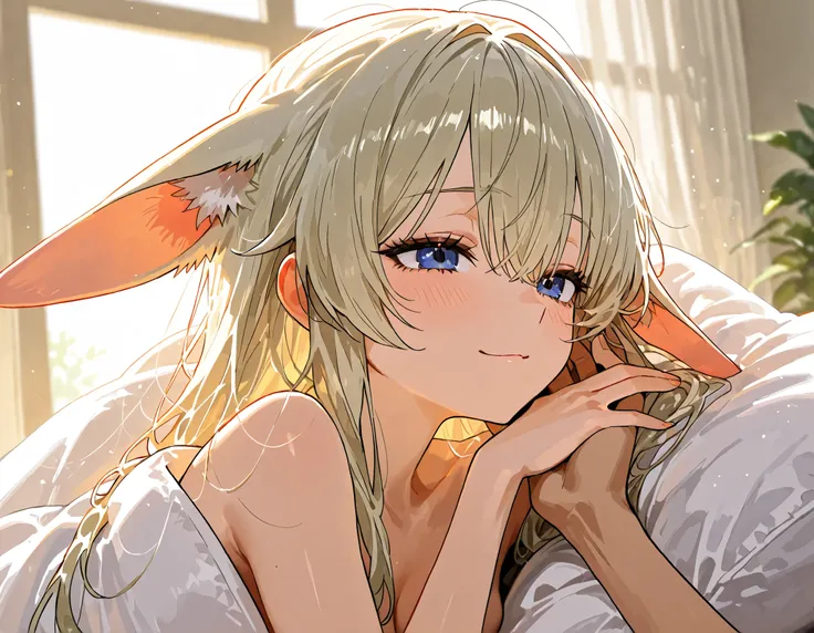 girl, Very relaxed look, whispers something into someone's ear, easily covers himself with his hand, tricky look
