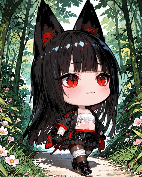 masterpiece, best quality, ultra-detailed, perfect anatomy,
748cmstyle,
fox ears, red eyes, (detailed eyes:1.2), (sharp eyes:1.1), long black hair, blunt bangs, white sarashi top, black japanese open clothes, (smooth skin:1.1), (shiny skin:1.2), black pl...