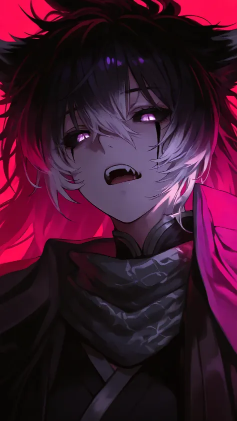 orig, 748cmstyle,(looking at viewer, side shot:0.72), warrior, (face shot:1.1), (1girl:0.35), solo, masterpiece, best quality, amazing quality, very aesthetic, high resolution, ultra-detailed, white hair, black hair, thick hair,multicoloured hair, wolfgirl...