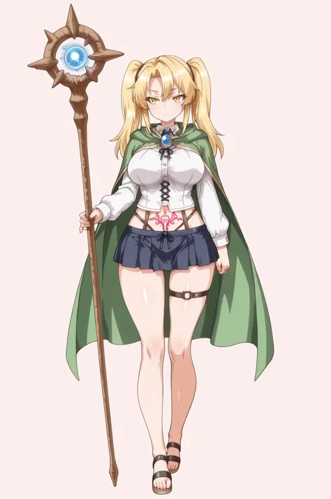 magetano\(thecurseofkubel)\,blonde hair,long hair,large breasts, ,detailed face,detailed body,detailed eyes,feet,(style_name:1.3),(fantasy,Wizard:1.3),shirt,skirt,,kashiwazakikana,(High Resolution),(More Details), (8K),twintails, (tsurime),(yellow eyes),(d...