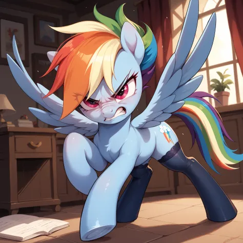 Pony mlp  stockings angry   Older rainbow dash .      