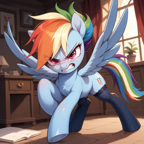 Pony mlp  stockings angry   Older rainbow dash .      