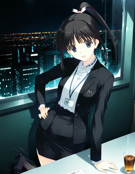 masterpiece,best quality,good quality,newest, (masterpiece, best quality, ultra-detailed, 8k, sharp focus, absurdres),
smile, looking at viewer, solo, anime coloring, sugiura_koharu\(white_album_2\),1girl,black hair,ponytail,hair ribbon,blue eyes,1girl, so...