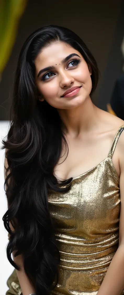 a close up of a woman in posing for a picture, with large breasts, cleavage, with a large breasts, large breasts size, breasts covered and sfw, very attractive and beautiful, revealing clothes, chest up bust shot, buxom chested, seductively looking in fro...