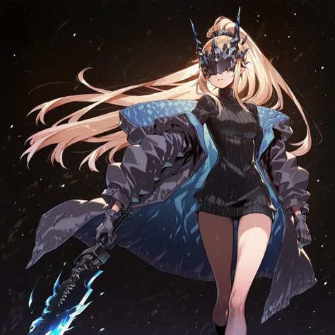 Alone, 1 girl, solitary female character, a young teenager about 1.5 meters tall. She stands alone against a deep black background, making her stand out vividly. Her physique and height are exactly like Terakomari Gandesblood from The Vexations of a Shut-I...