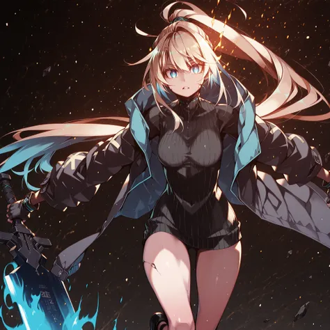 Alone, 1 girl, solitary female character, a young teenager about 1.5 meters tall. She stands alone against a deep black background, making her stand out vividly. Her physique and height are exactly like Terakomari Gandesblood from The Vexations of a Shut-I...