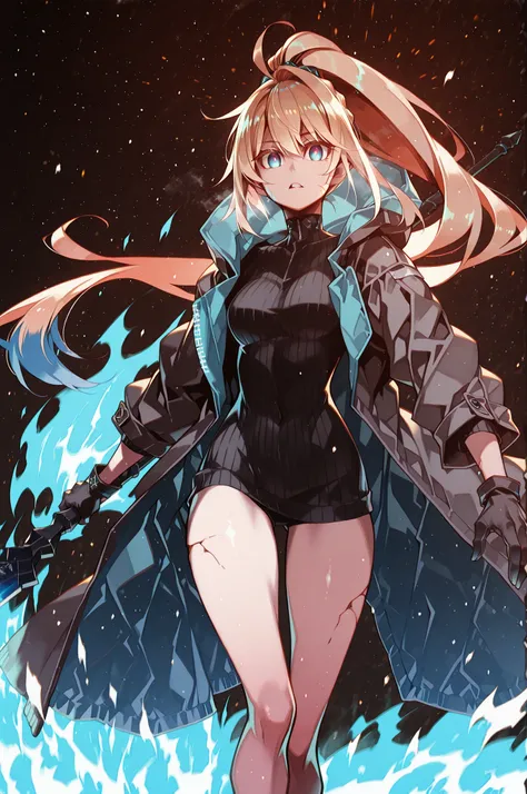 Alone, 1 girl, solitary female character, a young teenager about 1.5 meters tall. She stands alone against a deep black background, making her stand out vividly. Her physique and height are exactly like Terakomari Gandesblood from The Vexations of a Shut-I...