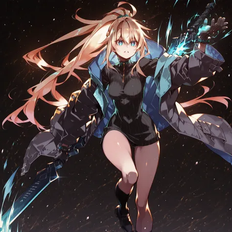 Alone, 1 girl, solitary female character, a young teenager about 1.5 meters tall. She stands alone against a deep black background, making her stand out vividly. Her physique and height are exactly like Terakomari Gandesblood from The Vexations of a Shut-I...