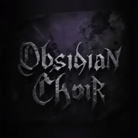 An atmospheric and deeply mysterious logo for "Obsidian Choir" in a Dark Ambient/Atmospheric Metal style. The typography should be subtle, eroded, and somewhat fragmented, appearing as if etched into a vast, ancient obsidian monolith that has endured ages....