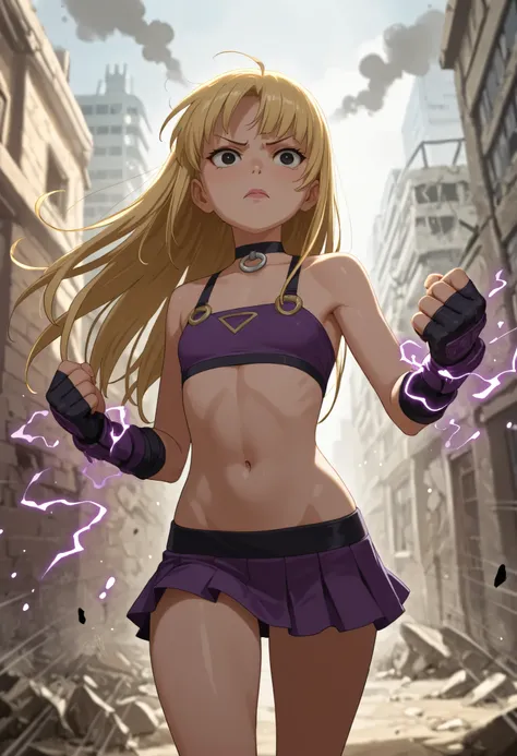Pacifica Northwest,black eyes, pink lips, flat breasts, flat chest, skinny, huge hips, long hair, blonde hair, choker,| The basic concept
The epic battle of jujutsu magicians with curses
Style: Fast-paced anime action, dark fantasy
Mood: Intense confrontat...