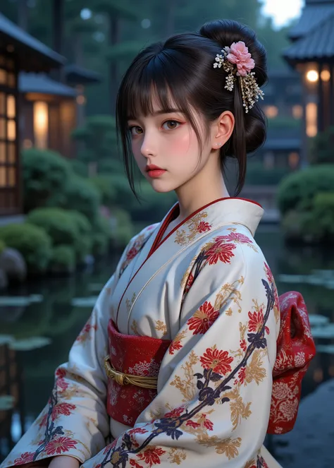 cuteloli,((最high quality、masterpiece、high sensitivity、High Fine、detailed explanation、Delicate Depiction、Fvalue:4.0)),(( Kimono、Kimono美人、Japanese woman、16 years old、cowboy shot)),(up hair、Hairpin、Beautiful girl wearing Japanese furunose Kimono)、Advanced Dig...