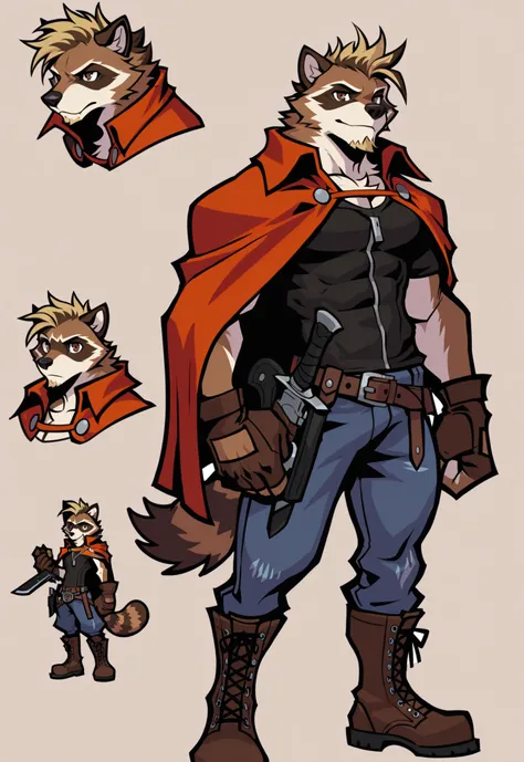 Experienced furry character reference sheet adoptable for Wolfstar, masterpiece , modern day alternate universe, no background, fullbody, multiple views , best quality , masterpiece , masculine , character sheet , dungeon & dragons , visual novel , feature...