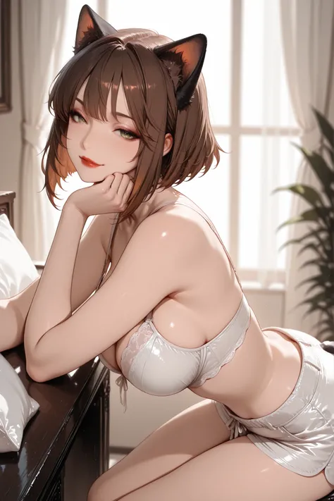 (masterpiece:1.3), (8k:1.3), (best quality:1.3), (ultra-detailed:1.3), very aesthetic, detailed background, high-resolution rendering.
gothic-influenced catgirl, melancholic beauty, cute face, decadent expression, graceful proportions, feminine curves, s...