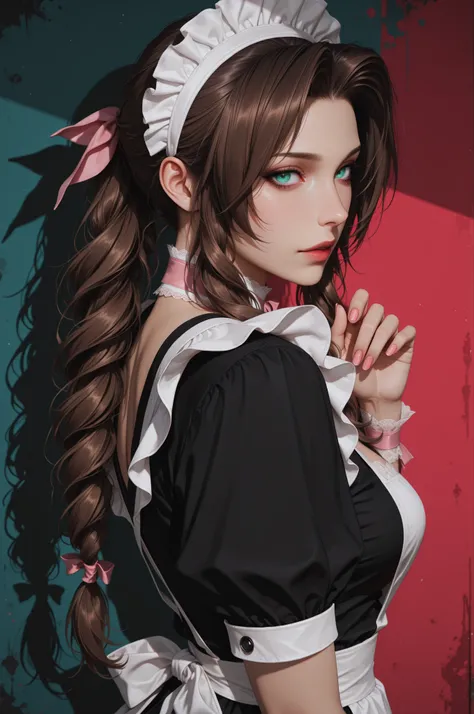 masterpiece, best quality, ultra-detailed, 8k resolution, high dynamic range, absurdres, stunningly beautiful, intricate details, sharp focus, detailed eyes, cinematic color grading, high-resolution texture, portrait, close up, nails,
adult woman,
maid, s...