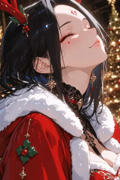 (Masterpiece Level:1.2, Highest Quality), 
(Meticulously Detailed CG, Ultra-Detailed), 
(Extremely Detailed and Beautiful:1.1), (Perfect detail:1.1),
Solo, elegant female posture,
1 female, A woman in her 30s with long black hair, forehead, off-center part...