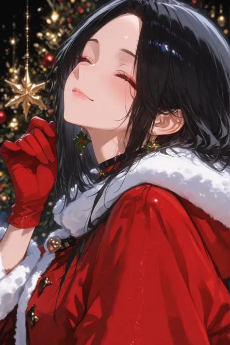 (Masterpiece Level:1.2, Highest Quality), 
(Meticulously Detailed CG, Ultra-Detailed), 
(Extremely Detailed and Beautiful:1.1), (Perfect detail:1.1),
Solo, elegant female posture,
1 female, A woman in her 30s with long black hair, forehead, off-center part...