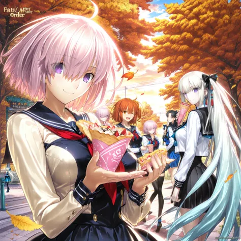 
(masterpiece:1.2), (Highest Quality:1.2), (Super Detailed:1.2), (Fate/Grand Order style:1.3), (Thickly painted anime style:1.2), (anime style:1.25), takeuchi takashi,
(4girls:1.3), ((Fate Grand Order)),

((sunny after school on Omotesando street in Haraju...