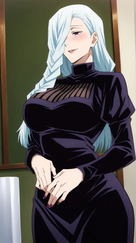 ((Studio: Bibury Animation Studios)) Mei Mei - Jujutsu Kaisen, masterpiece , best quality , highly detailed , ultra high res , Score_9, Score_8_up, Score_7_up, perfect anatomy, detailed fingers, detailed eyes, cowboy shot, dutch angle, focus on face, maste...