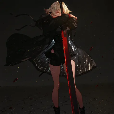 Alone, 1 girl, solitary female character, a teenage girl about 1.5 meters tall. She stands against a deep black background, standing out vividly. Physique and height identical to Terakomari Gandesblood from The Vexations of a Shut-In Vampire Princess. She ...