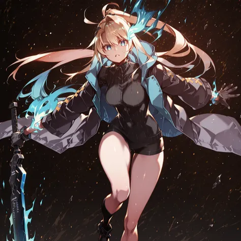 Alone, 1 girl, solitary female character, a young teenager about 1.5 meters tall. She stands alone against a deep black background, making her stand out vividly. Her physique and height are exactly like Terakomari Gandesblood from The Vexations of a Shut-I...