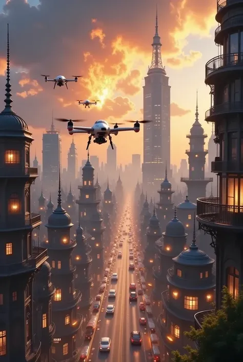 都市上空を飛行するドローン v1.0