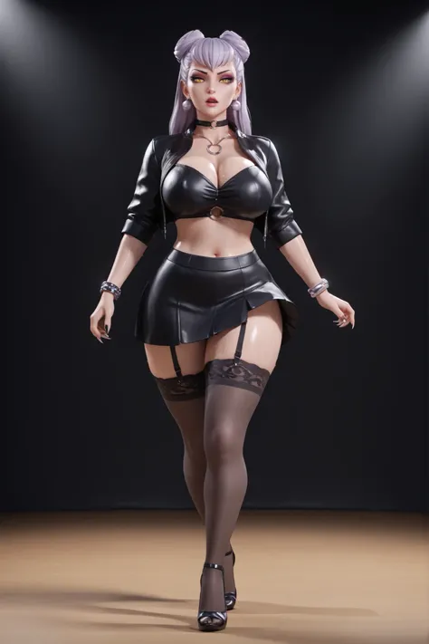 pony_negativeV2,score_9, score_8_up, score_7_up, (masterpiece), (rating_questionable), (detailed), (highres), (perfect face), high quality eyes, 3d, blender style, migplatiniumv4, BREAK 1girl, solo, long hair, light purple hair, evelynn hair, double bun, y...