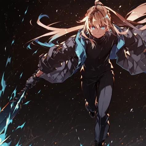 A short and solitary male character, a young teenager about 1.70 meters tall, with a style and aura similar to Amiya from Arknights, but unmistakably masculine.
He has long blonde hair, similar to Sylpha Langlis (but blonde). His hair is styled in the Shi...