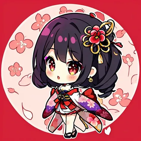 a single beautiful anime girl, facing left, left profile, side view, full body, standing gracefully, wearing a luxurious oiran-style kimono with layered fabrics and intricate floral patterns, elegant off-shoulder design revealing her shoulders and delicate...