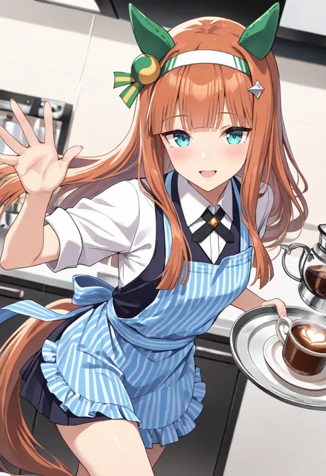 (masterpiece, best quality, perfect face:1.4), wide angle, silence suzuka \(umamusume\), horse ears, ear cover, white headband, small breasts, horse tail, tail on the lower back, proportional body, proportional,1 girl, beautiful hair, beautiful face, beaut...