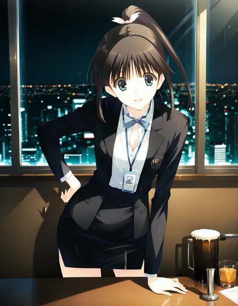 masterpiece,best quality,good quality,newest, (masterpiece, best quality, ultra-detailed, 8k, sharp focus, absurdres),
smile, looking at viewer, solo, anime coloring, sugiura_koharu\(white_album_2\),1girl,black hair,ponytail,hair ribbon,blue eyes,1girl, so...