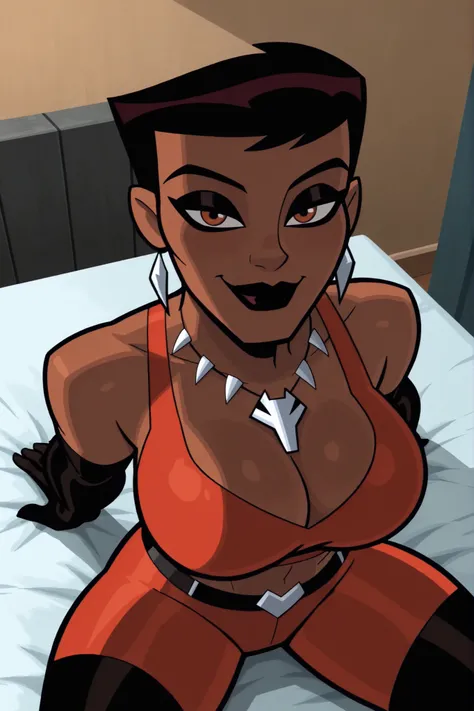 BREAK, score_6_up, score_7_up, score_8_up, score_9, masterpiece, best quality, dramatic lighting, intricate details, 1girl, solo, large breasts, cleavage, curvy, athletic, looking at viewer, seducing viewer, teasing viewer, smiling, closed mouth, seductive...