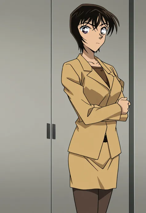 score_7_up,anime_screenshot,OFFICIAL ART,anime coloring, official anime artwork, screencap, anime screencap,uncensored,nsfw,1990s \(style\),Detective Conan style, 
BREAK 1girl, solo,
SatohM_T0V0-TMIL, black hair, brown hair, short hair, bangs, black eyes, ...