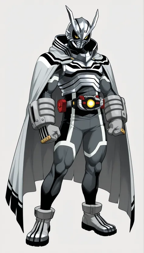 ((Highest Quality)), ((Simple light Grey background)), (My hero academia style), (Super Villain), ((1male)), ((male)), (1man), (man), solo, Two-tone bodysuit, Dark Gray and Light Gray bodysuit, bodysuit, Full body bodysuit, Gray Feather print Bodysuit, sup...