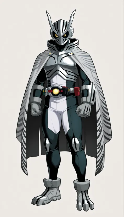 ((Highest Quality)), ((Simple light Grey background)), (My hero academia style), (Super Villain), ((1male)), ((male)), (1man), (man), solo, Two-tone bodysuit, Dark Gray and Light Gray bodysuit, bodysuit, Full body bodysuit, Gray Feather print Bodysuit, sup...