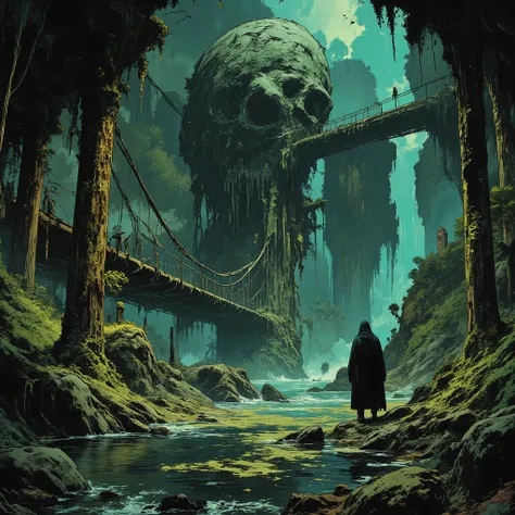 game guide book, Setting materials, illustration, I can't see the deep underground , a world where nature and man-made objects coexist, has a unique ecosystem and history, Cthulhu Myths, innumerable occupations grow out of the faces of dead bodies, 触手teeth...