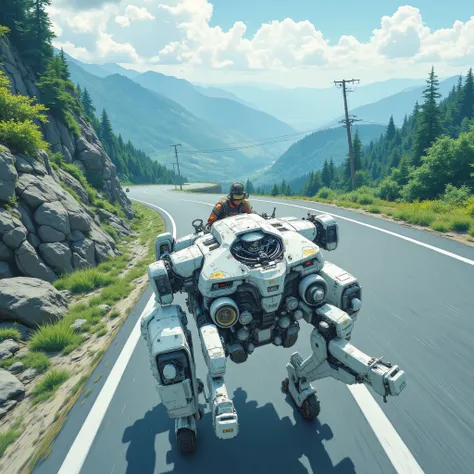 (masterpiece), (best quality), (illustration), (highly detailed), (concept art style),

A cinematic sci-fi illustration set in a near-future Japanese mountain region.
From a bird’s-eye, top-down perspective, the viewer looks down at a paved mountain road w...